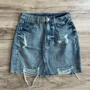 Distressed Denim Skirt